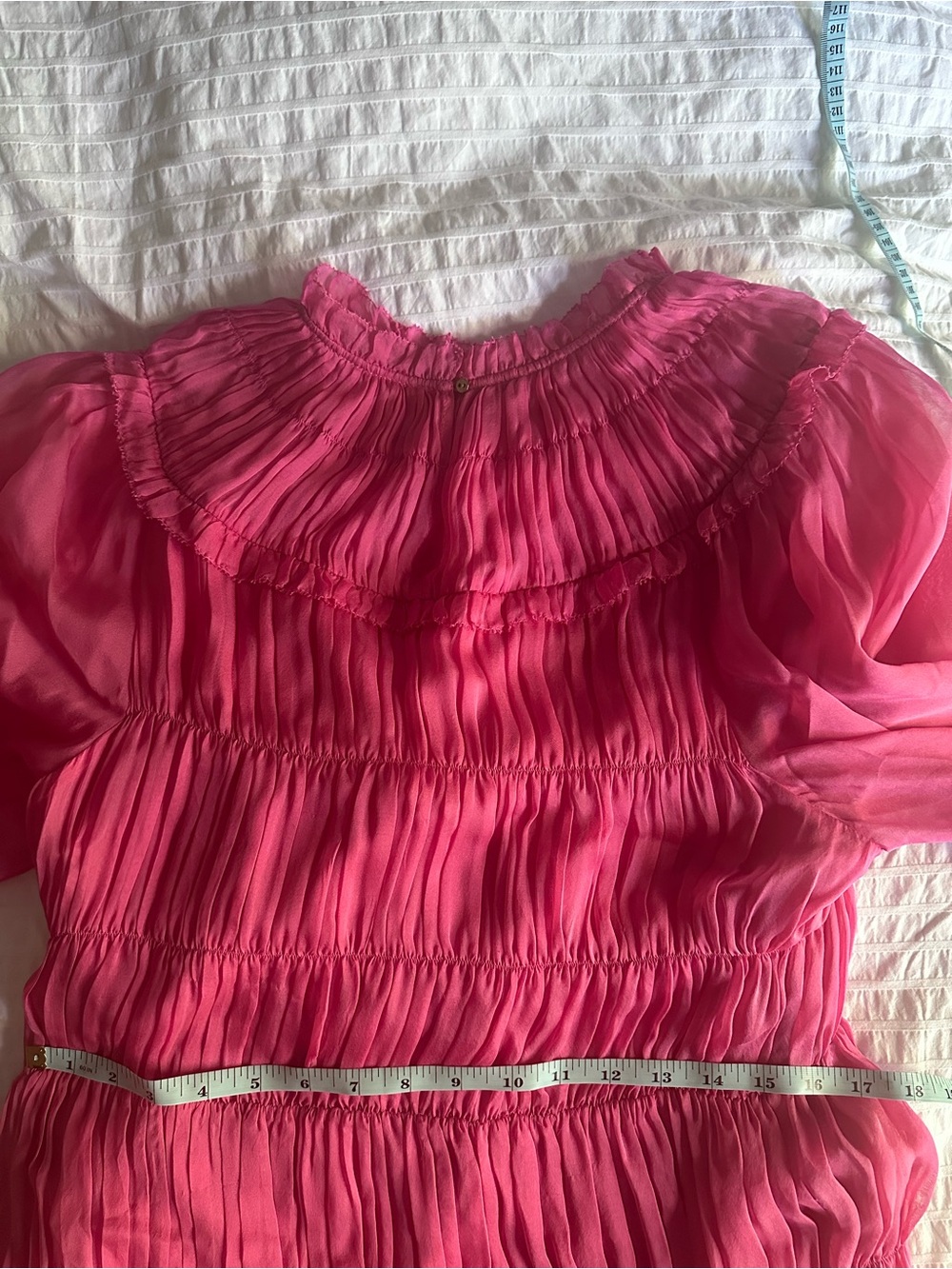 Ulla Johnson Silk Pink Ruffled Pleated Dress - Picture 10 of 11